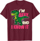 Funny Dinosaur T Rex Shirt for Children Youth and Adults T-Shirt - T-Shirt | Maroon