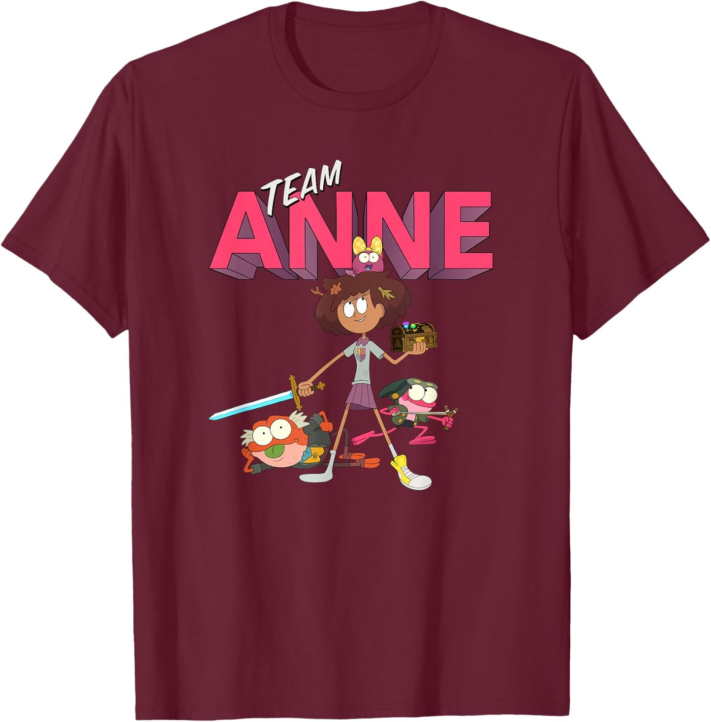 Disney Channel Amphibia Team Anne Small T-Shirt - T-Shirt | Maroon
