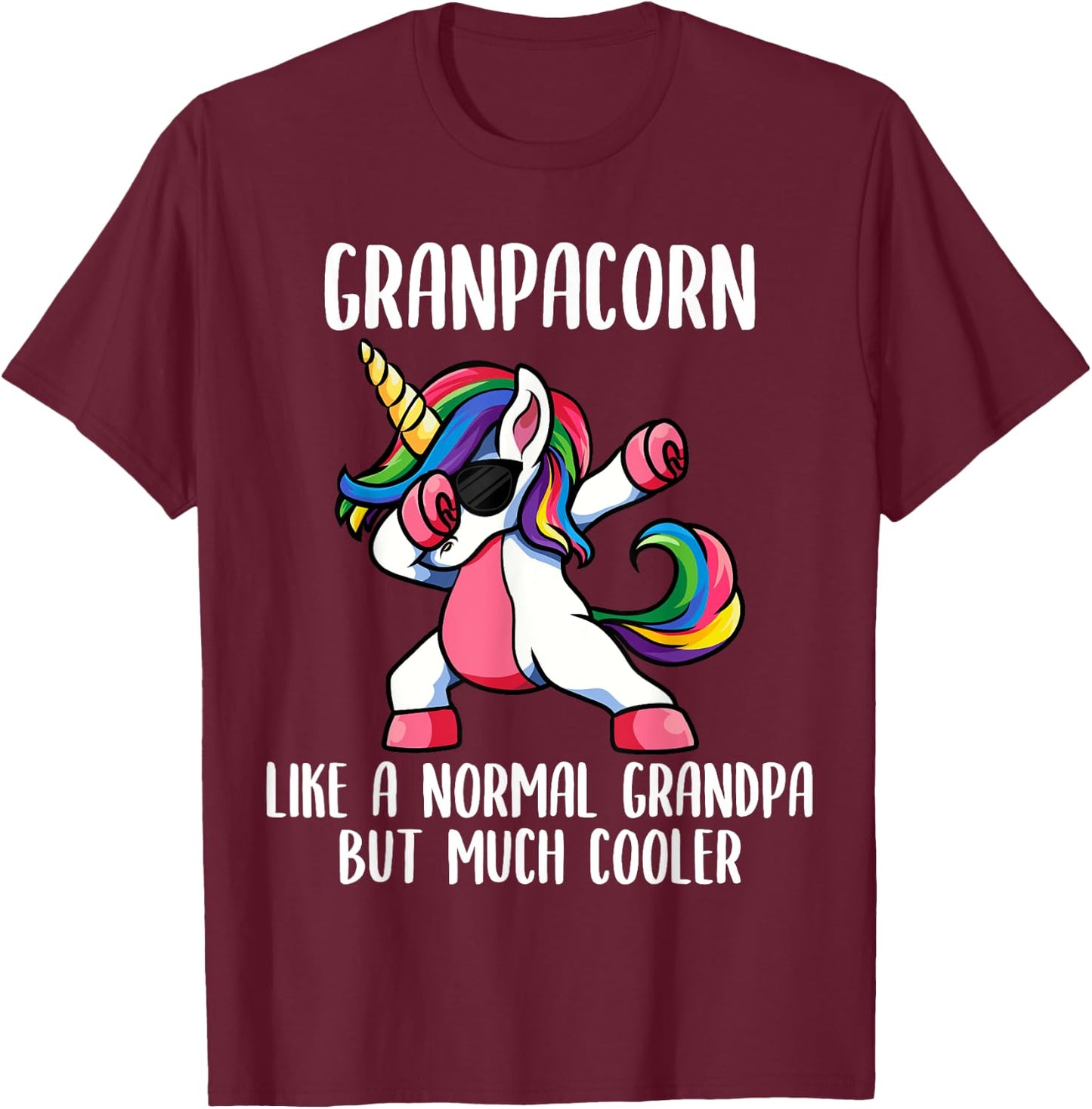 Unicorn Grandpa Girl Birthday Party Apparel GrandpaCorn Cute T-Shirt - T-Shirt | Maroon