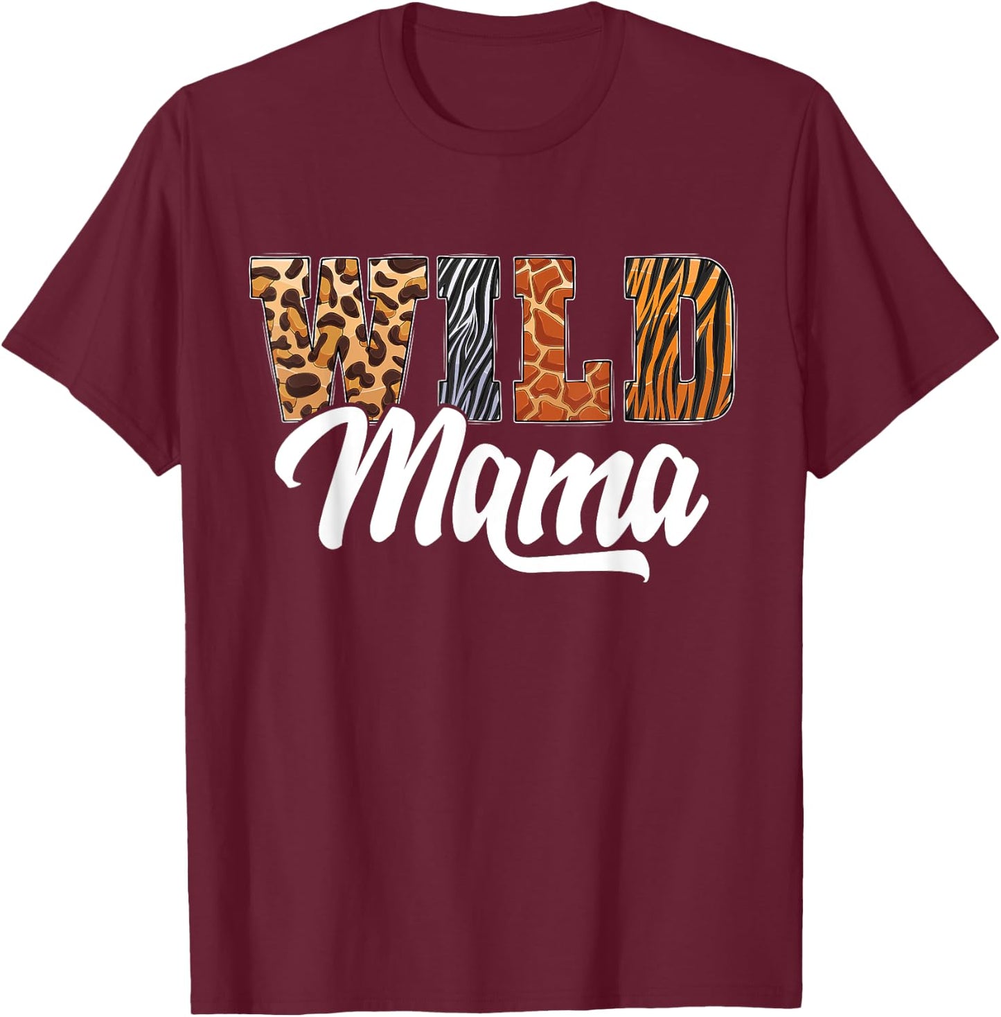 Wild Mama Zoo Born Wild Birthday Safari Jungle T-Shirt - T-Shirt | Maroon