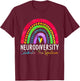 Neurodiversity Autism Spectrum ASD ADHD Rainbow Boho T-Shirt - T-Shirt | Maroon