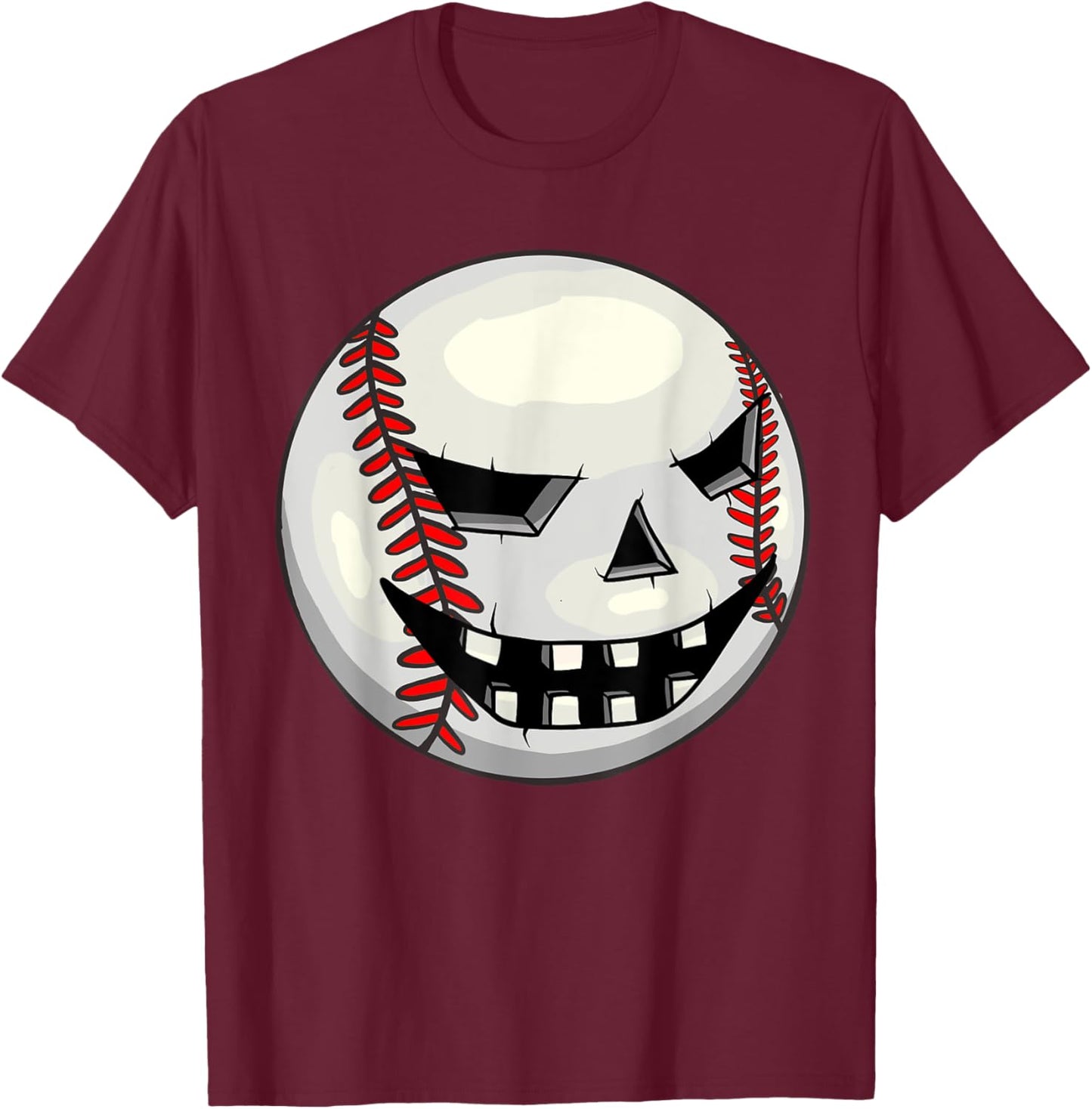 Boys Halloween Jack O Lantern Baseball Player Coach Pitcher T-Shirt - T-Shirt | Maroon