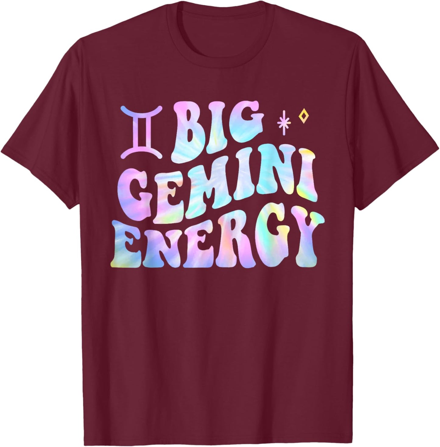 Gemini Big Energy Retro Smile Flower Zodiac Birthday T-Shirt - T-Shirt | Maroon