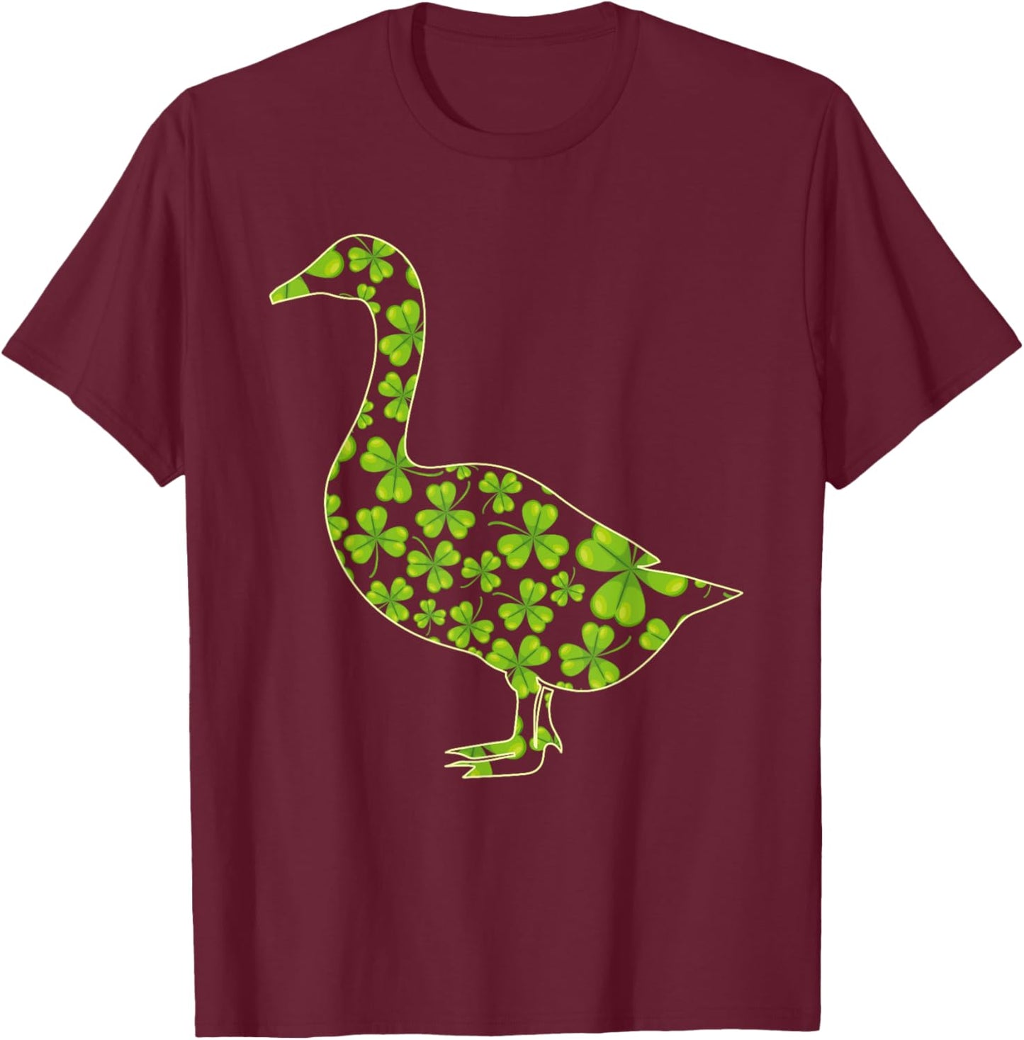 Three Leaf Shamrock Goose Irish St. Patrick's Day Lucky T-Shirt - T-Shirt | Maroon