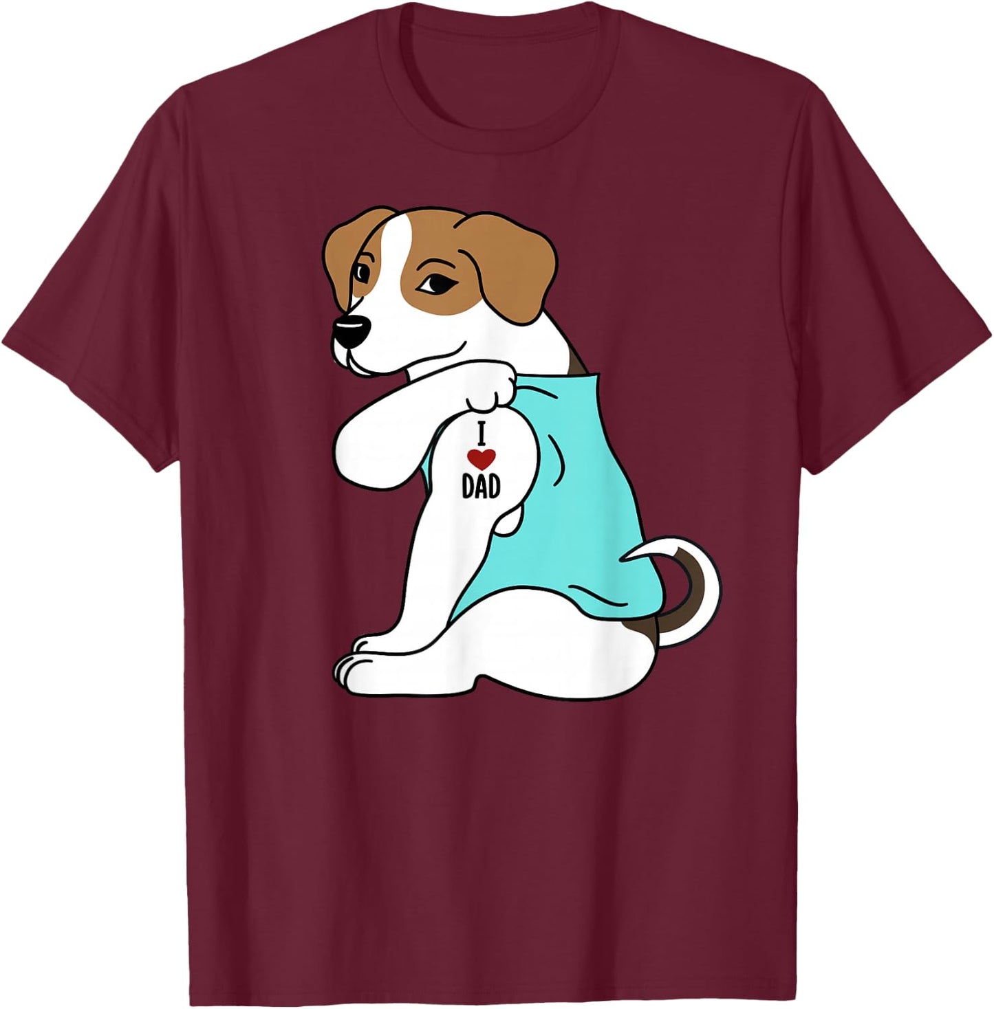 Jack Russell Terrier I Love Dad Funny Dog Men Women T-Shirt - T-Shirt | Maroon