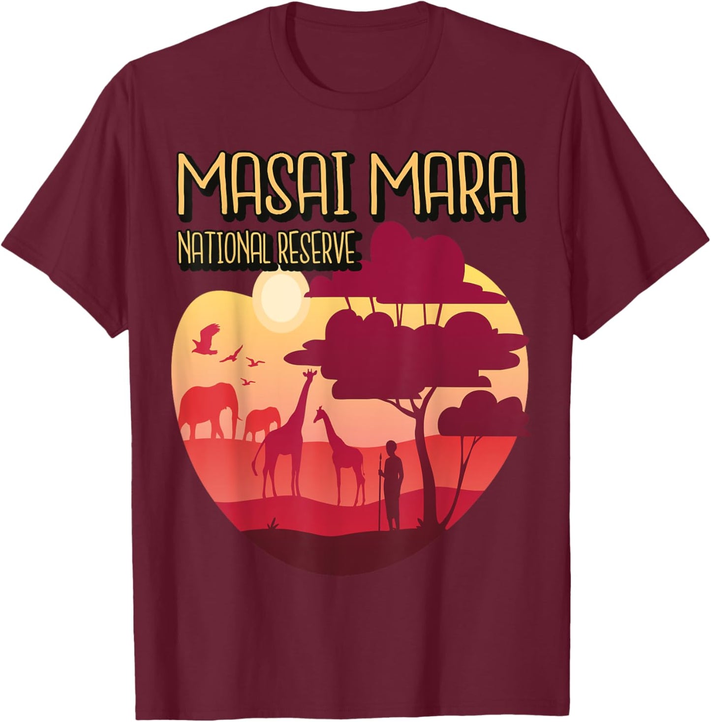 Masai Mara National reserve Kenya Safari Tour Africa T-Shirt - T-Shirt | Maroon