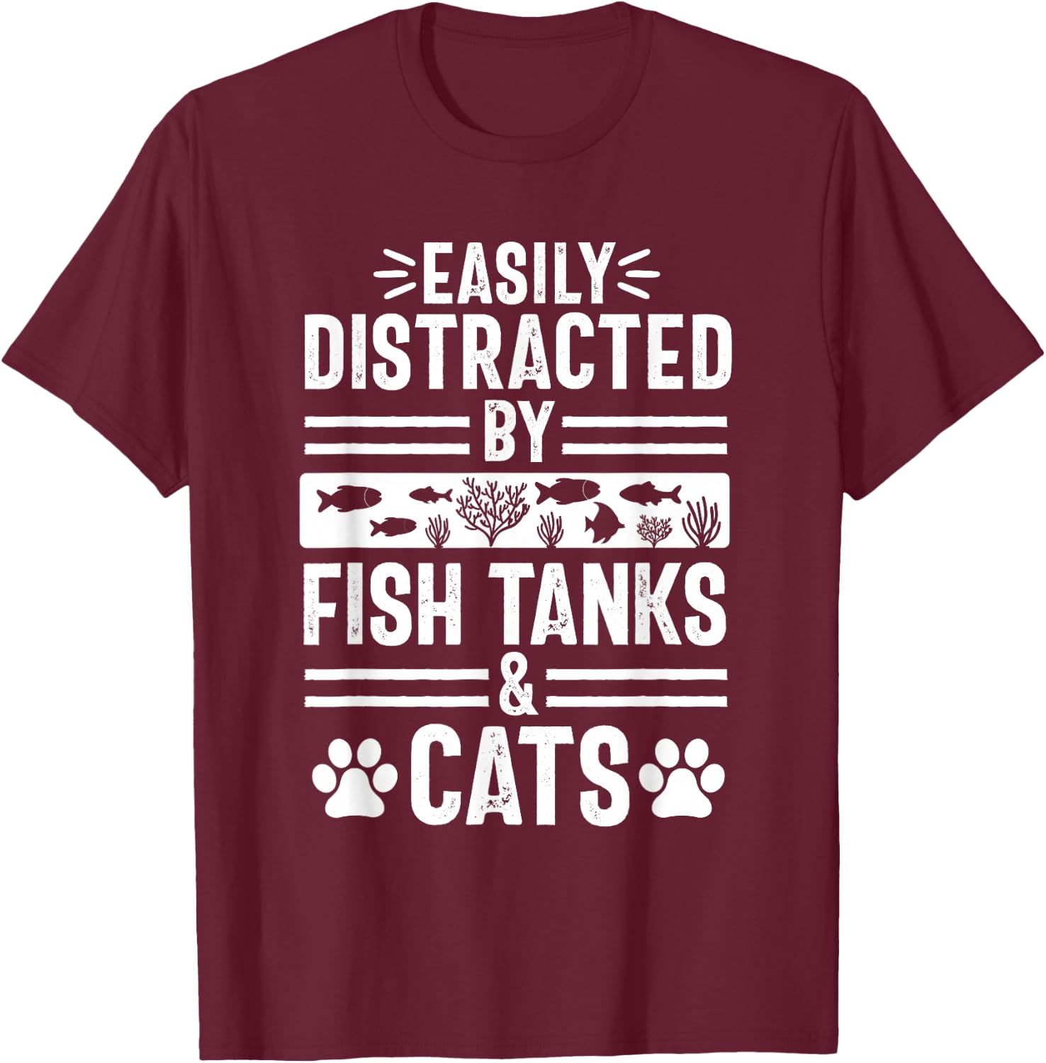 Fish Tank Lover Cat Owner Funny Aquarium Aquarist Men T-Shirt - T-Shirt | Maroon