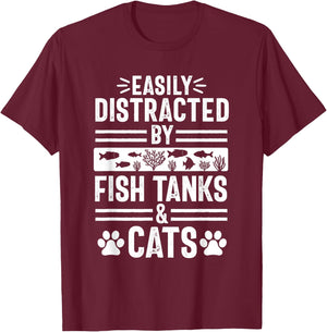 Fish Tank Lover Cat Owner Funny Aquarium Aquarist Men T-Shirt - T-Shirt | Maroon