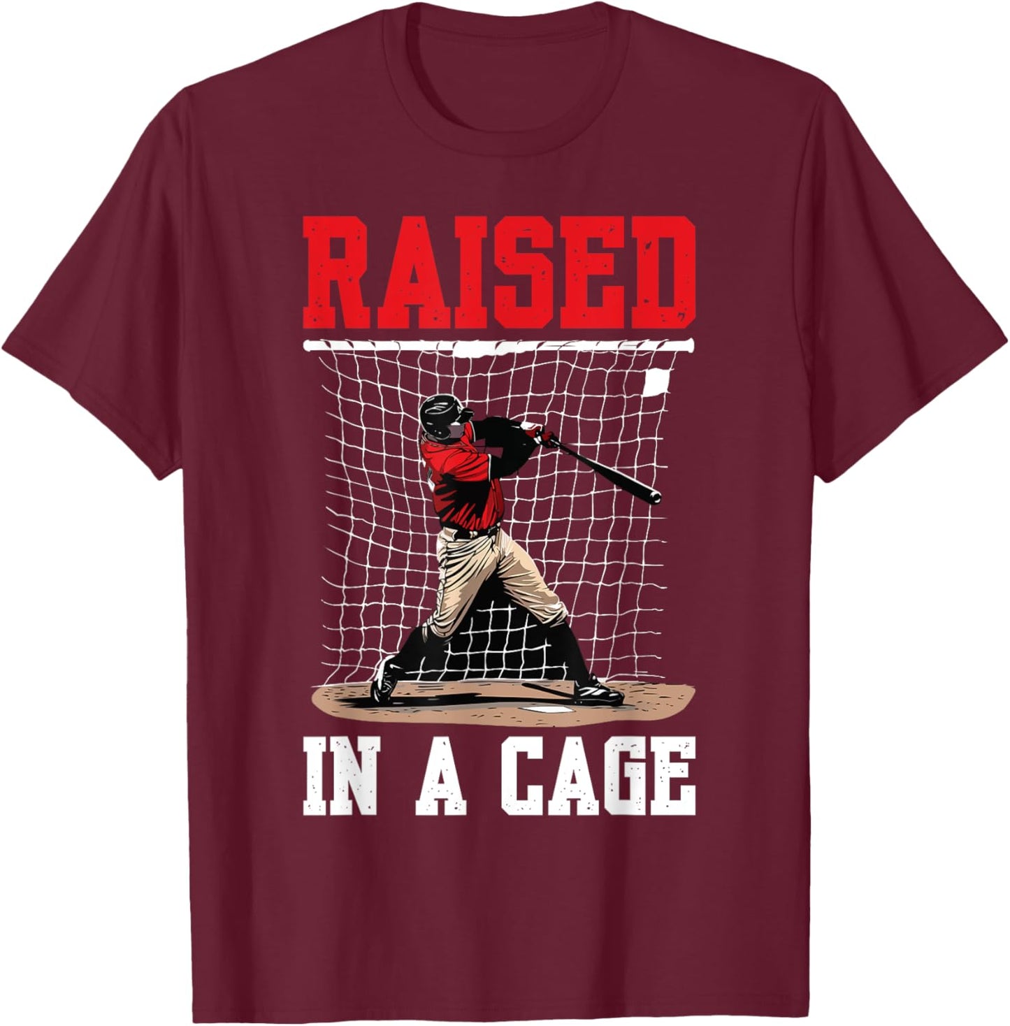 Raised In A Cage T-Shirt - T-Shirt | Maroon