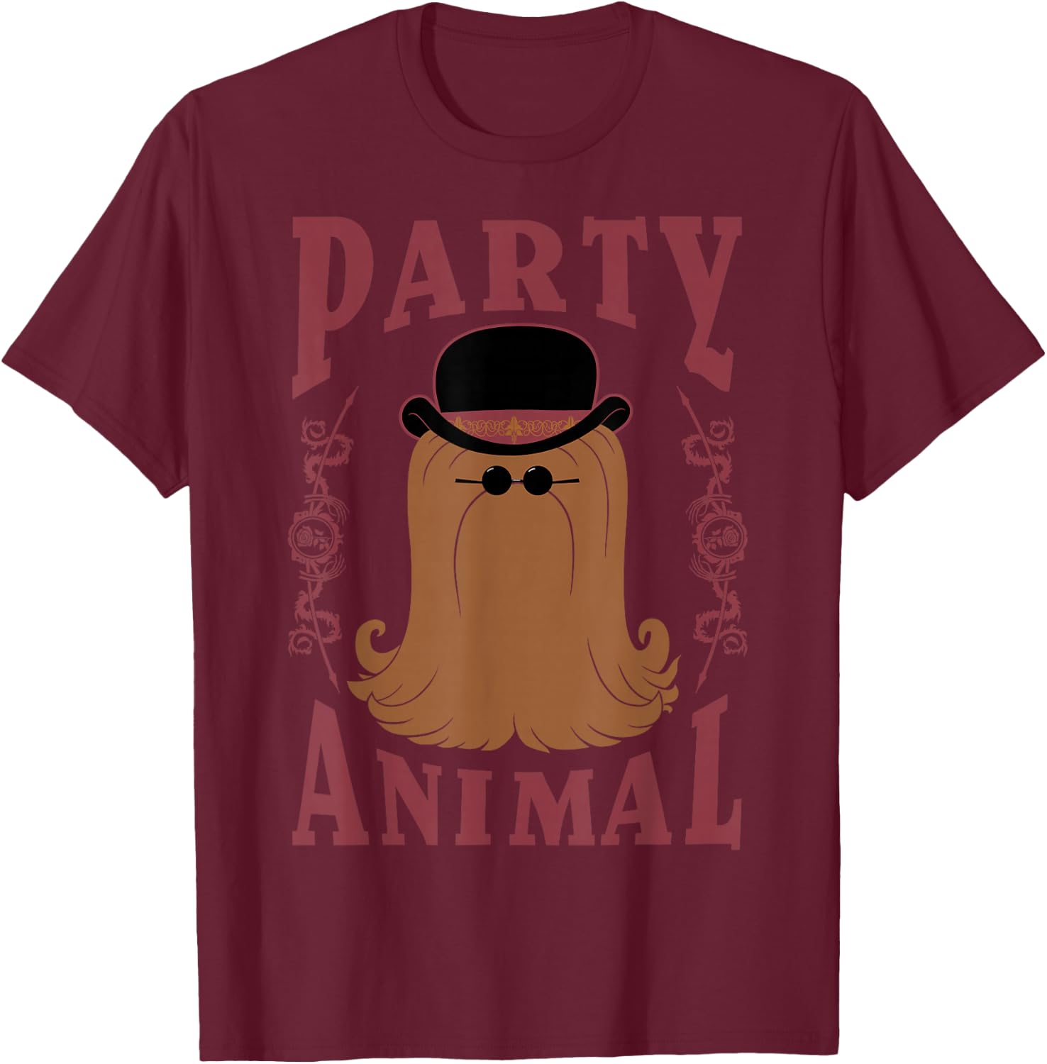 Addams Family Cousin It Party Animal Portrait Small T-Shirt - T-Shirt | Maroon