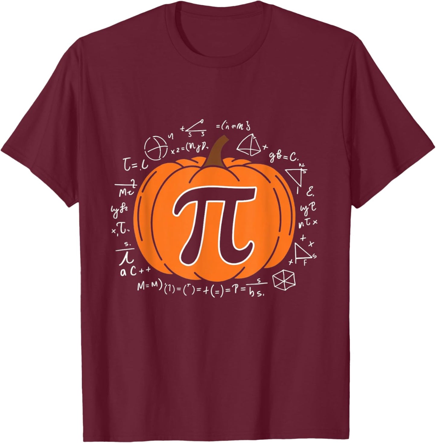 Pumpkin Pi Pie Math Teacher Funny Halloween Thanksgiving T-Shirt - T-Shirt | Maroon