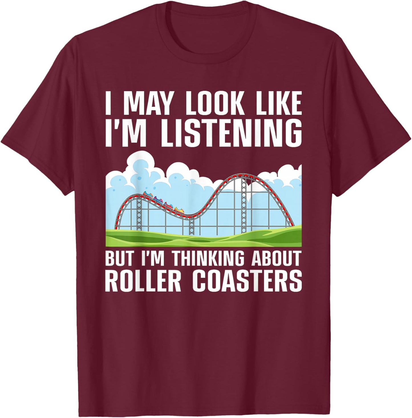 Funny Roller Coaster Art Women Roller Coaster Lover T-Shirt - T-Shirt | Maroon