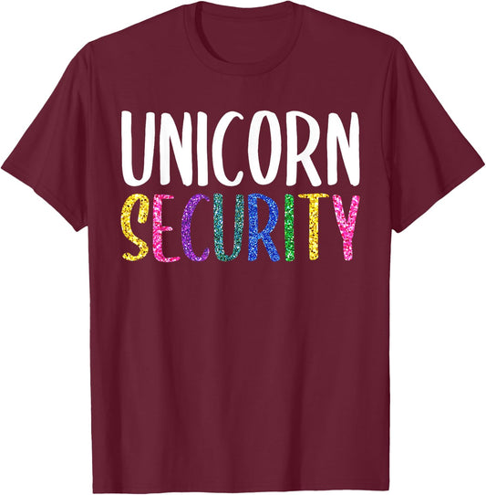 Halloween Dad Mom Daughter Adult Costume, Unicorn Security T-Shirt - T-Shirt | Maroon