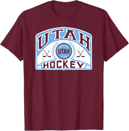 Utah Hockey Club Glide Black Officially Licensed T-Shirt - T-Shirt | Maroon