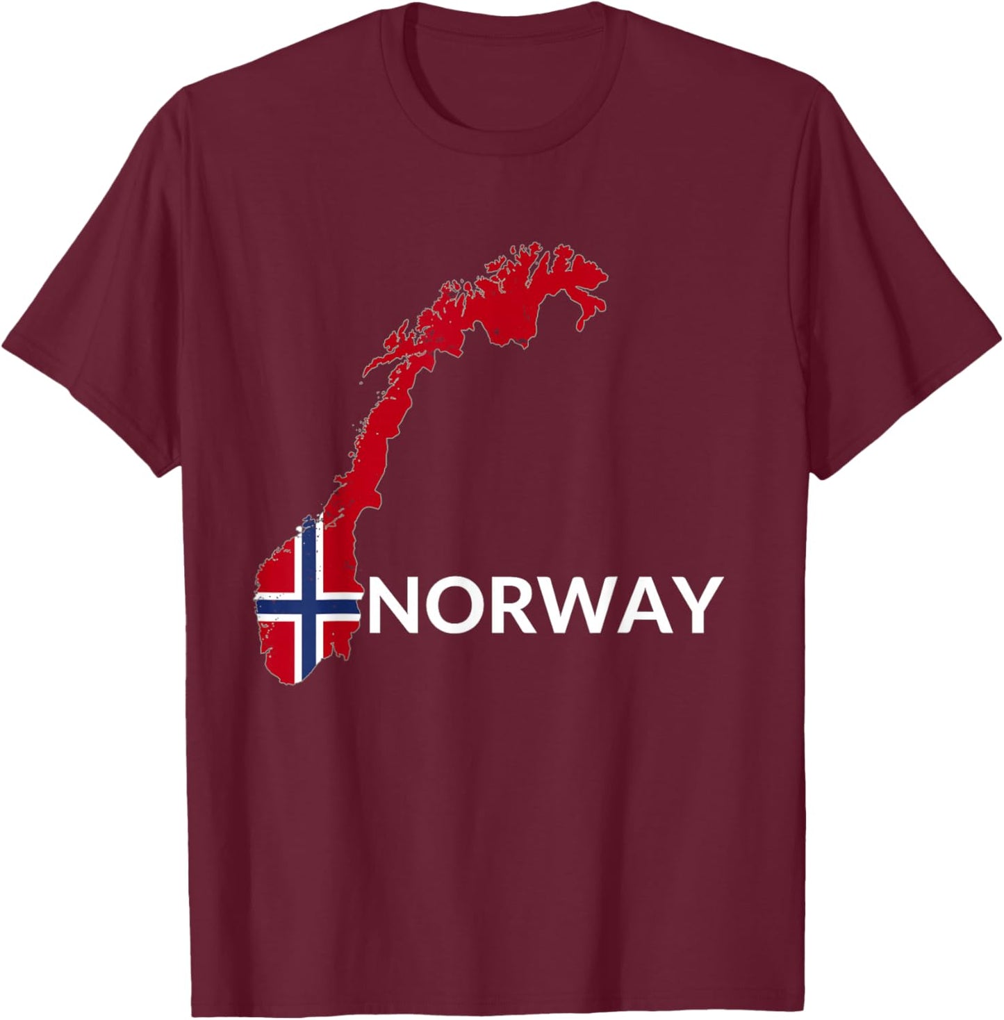 Norway Flag Hiking Holiday Norway Norwegian Flag T-Shirt - T-Shirt | Maroon