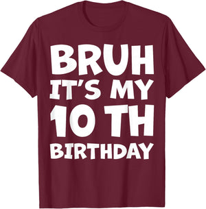 10 Year Old Bday Decorations Son Boy 10yr 10th Birthday T-Shirt - T-Shirt | Maroon