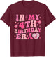 Kids Groovy In My 4th Birthday Era Four 4 Years Old Disco Heart T-Shirt - T-Shirt | Maroon