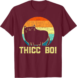 Thicc Boi Chonk Cat Meme Fat Kitty Kitten Lover Overweight Men Women T-Shirt - T-Shirt | Maroon