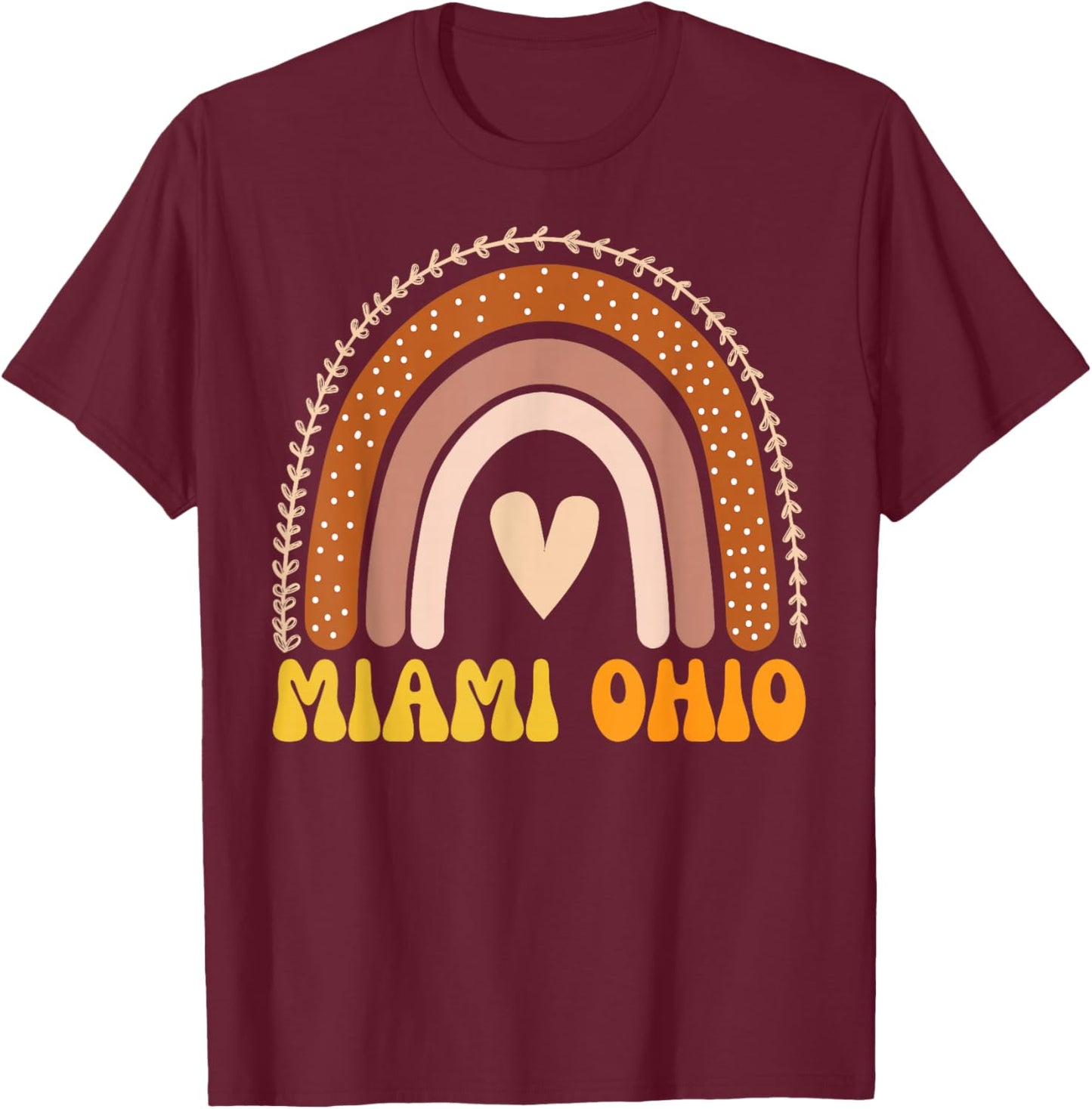 Miami OH Vintage Rainbow Retro Athletic Ohio Sports College T-Shirt - T-Shirt | Maroon