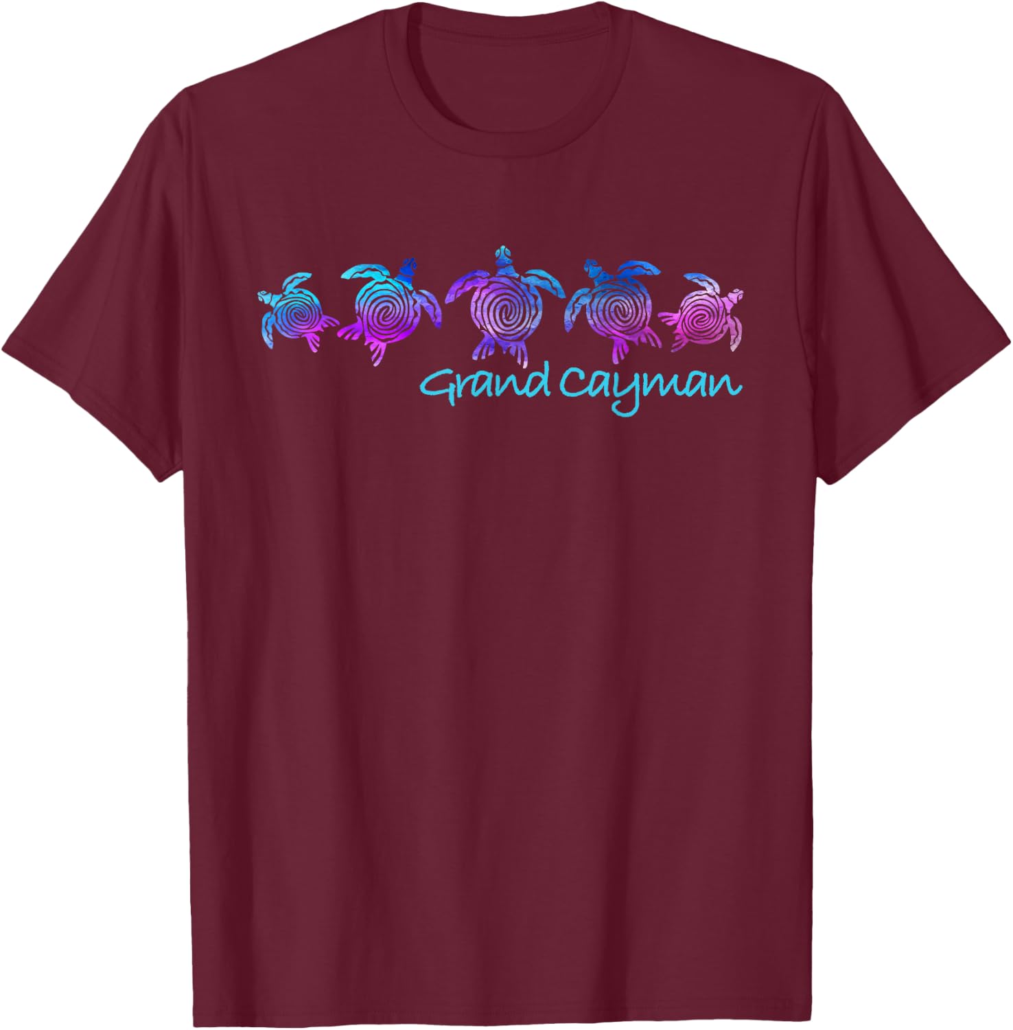 Grand Cayman Beach Design/Tribal Turtle Gift T-Shirt - T-Shirt | Maroon