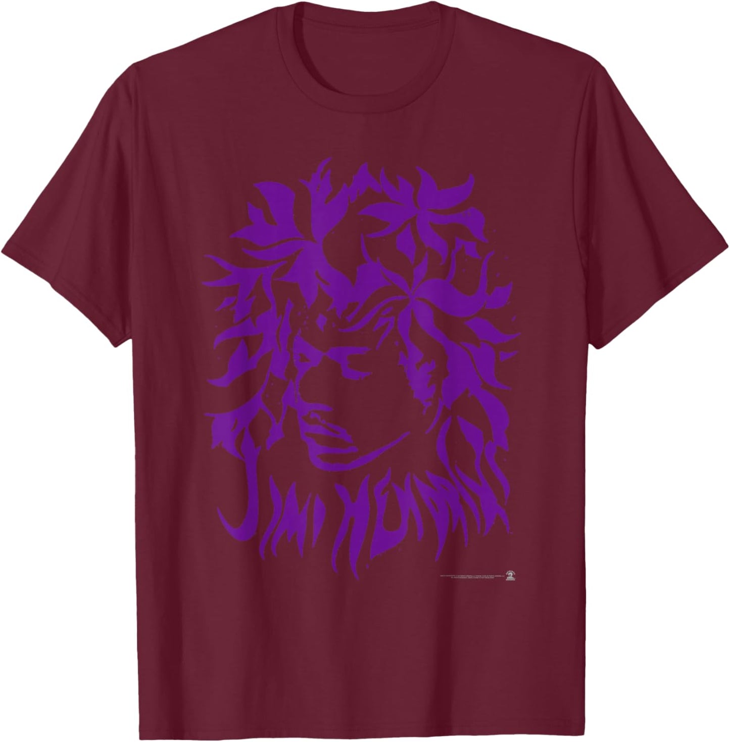 Jimi Hendrix Flower Head , Yellow, S T-Shirt - T-Shirt | Maroon