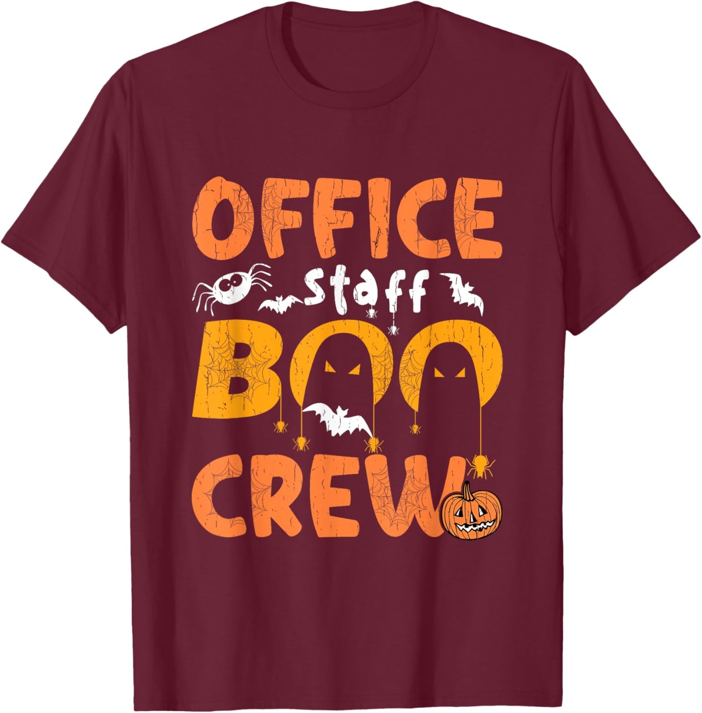 Office Staff Boo Crew Funny Halloween Matching Costume T-Shirt - T-Shirt | Maroon