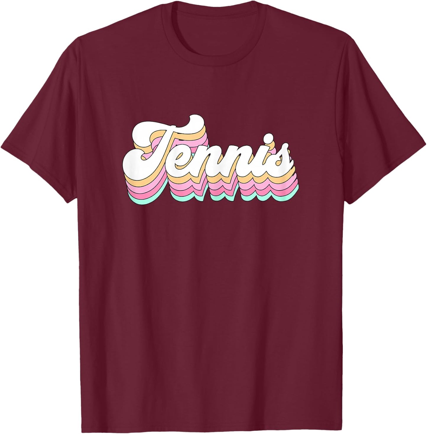 Cute Retro Tennis Pastel Aesthetic Teen Girls T-Shirt - T-Shirt | Maroon