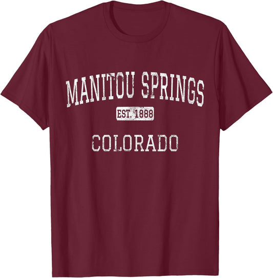 Manitou Springs Colorado CO Vintage T-Shirt - T-Shirt | Maroon