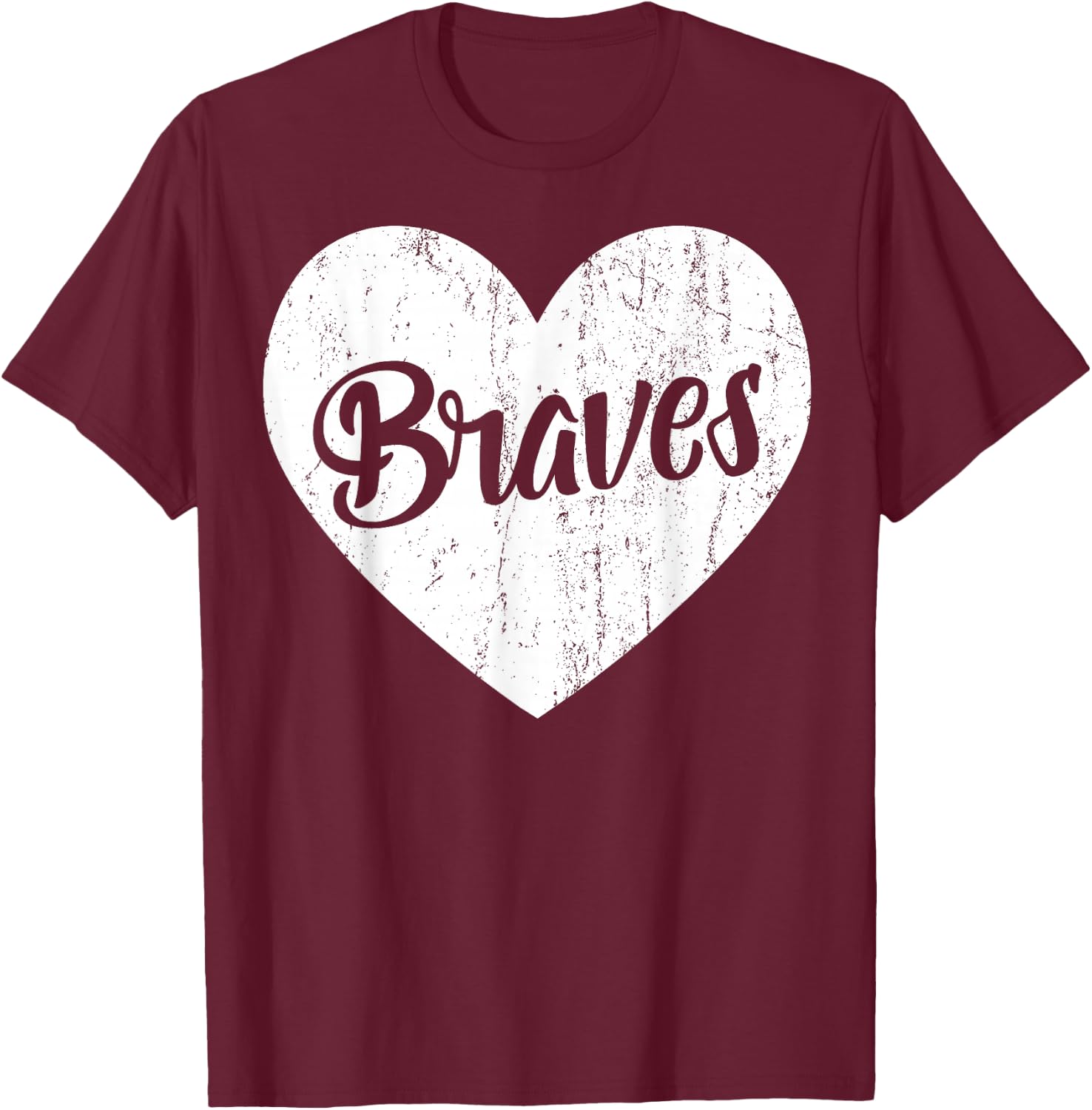 Braves School Sports Fan Team Spirit Mascot Cute Heart Gift T-Shirt - T-Shirt | Maroon