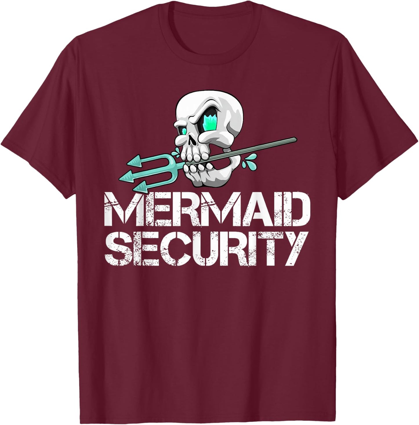 Mermaid Security Shirt Men Pirate Skull Swim Team Swimmer T-Shirt - T-Shirt | Maroon