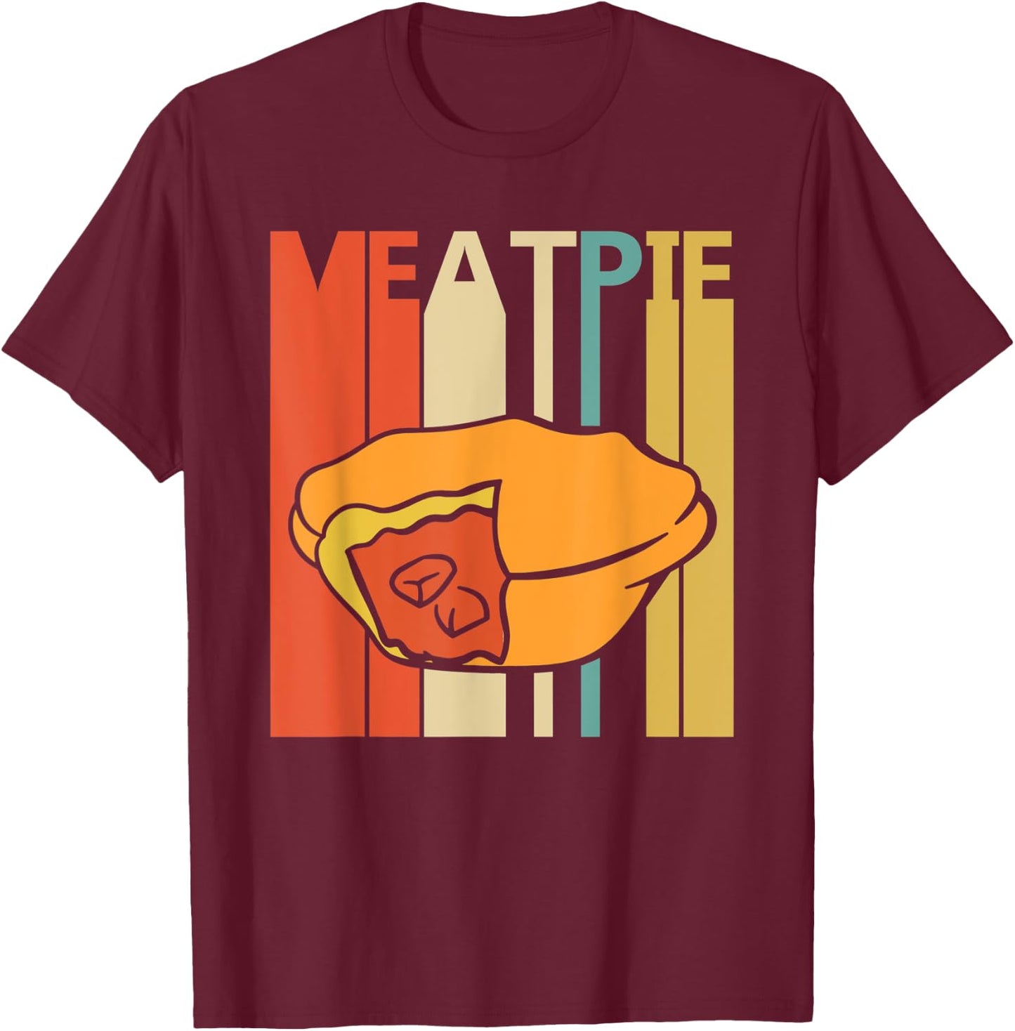 Vintage Retro Meat Pie T-Shirt - T-Shirt | Maroon