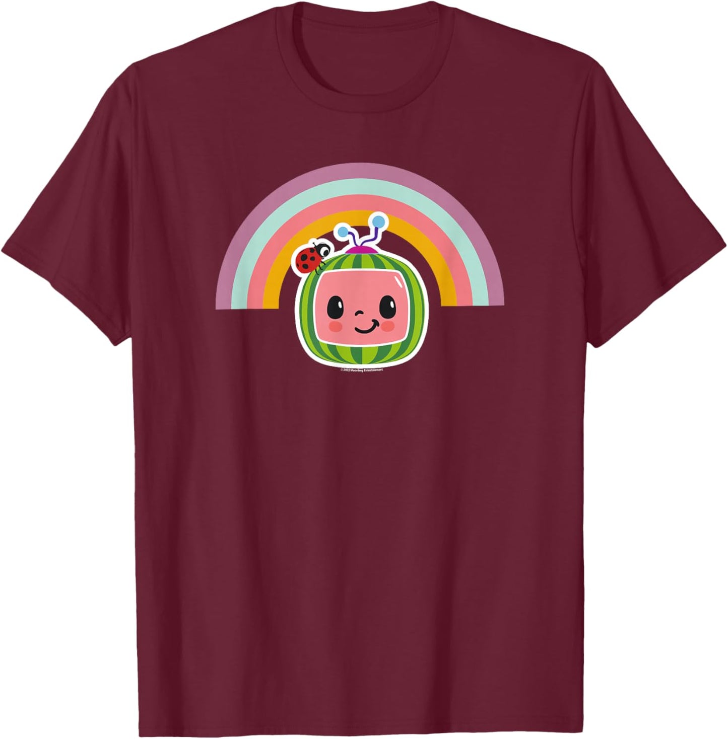 CoComelon Classic Rainbow Smiling Face T-Shirt - T-Shirt | Maroon