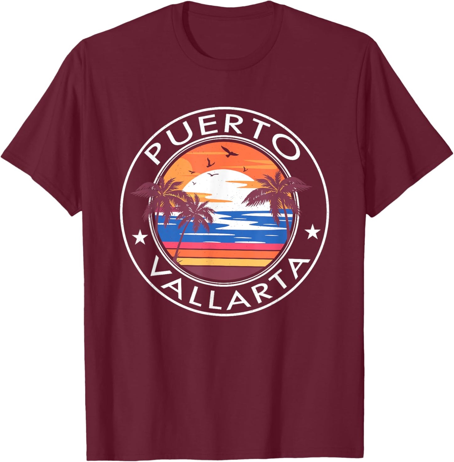 Puerto Vallarta Retro Beach Summer Vacation Trip Family T-Shirt - T-Shirt | Maroon