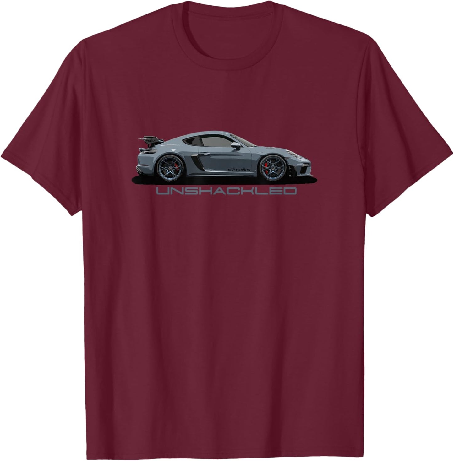 Unshackled - 718 GT4 RS (Cayman) Inspired T-Shirt - T-Shirt | Maroon