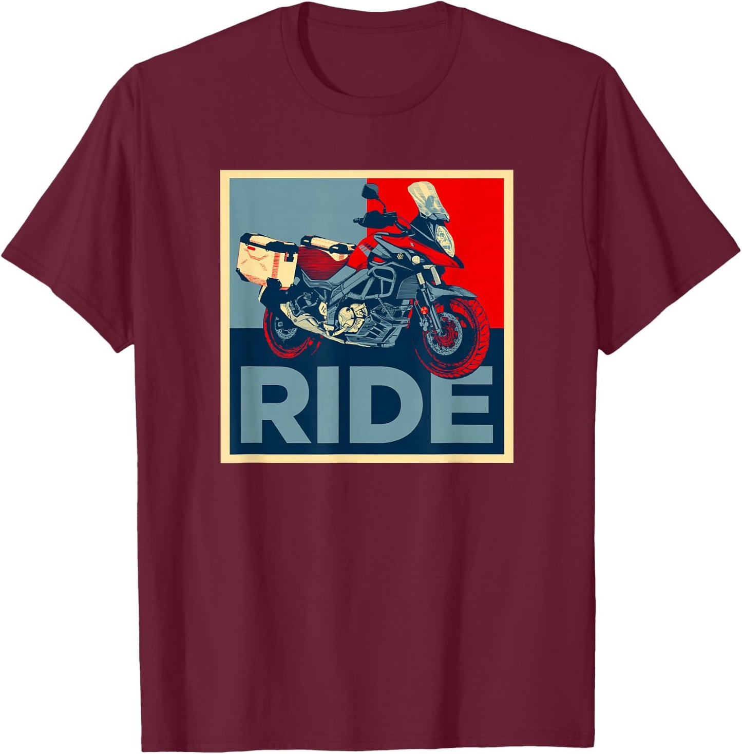 Adventure Dual Sport V-Strom Motorcycle Ride Design T-Shirt - T-Shirt | Maroon