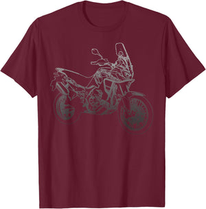 Motorcycle Pencil Motif CRF 1000 1000L Africa Twin Enduro T-Shirt - T-Shirt | Maroon