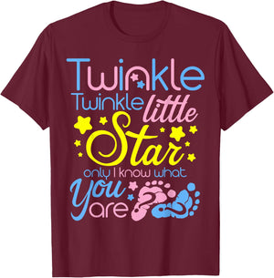 Twinkle Twinkle Little Star Only I Know Gender Keeper Reveal T-Shirt - T-Shirt | Maroon