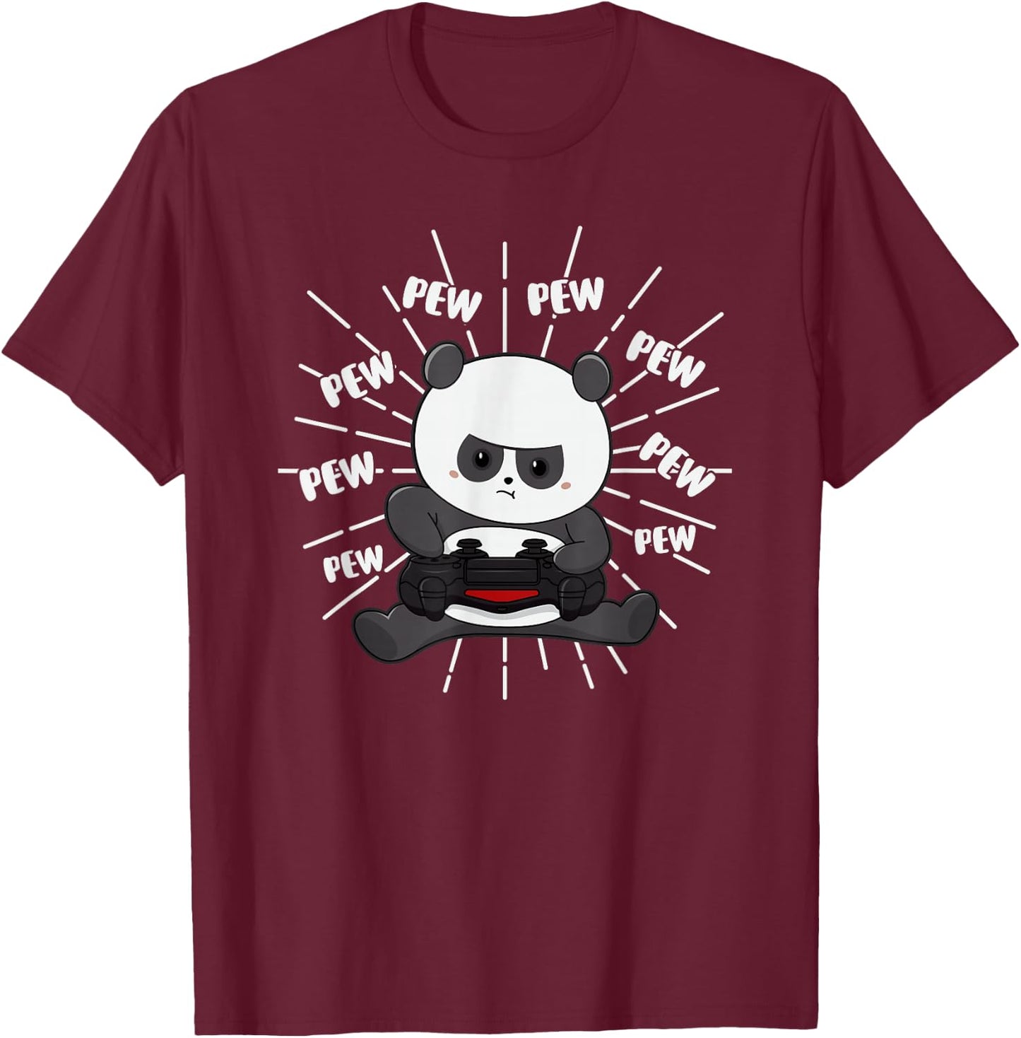Funny Boy Panda Gaming Panda Video Game Controller T-Shirt - T-Shirt | Maroon