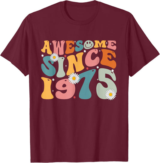 Awesome Since 1975 50th Birthday Retro Gifts Born in 1975 T-Shirt - T-Shirt | Maroon