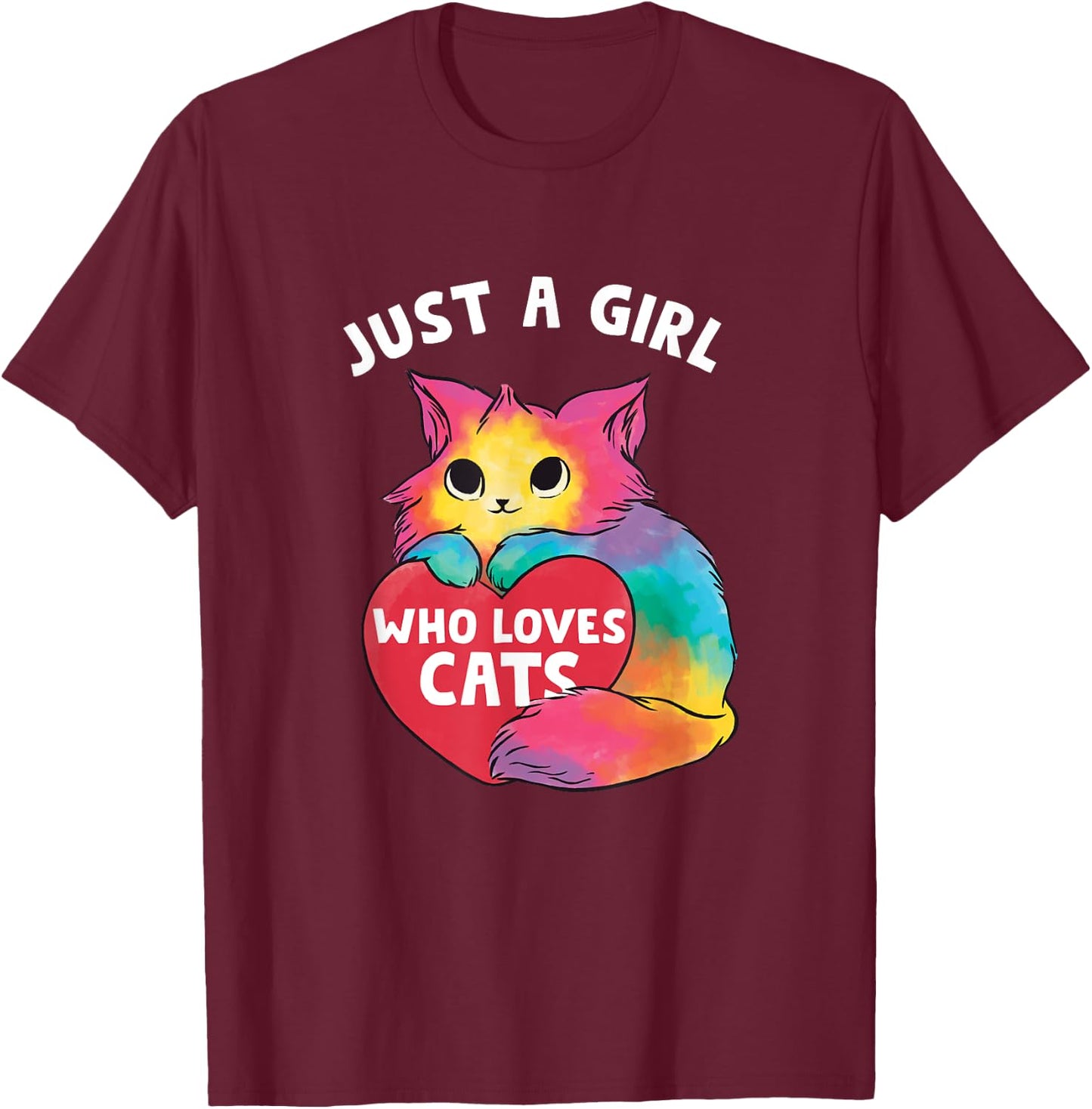 Just a girl who loves cats, cute Cat lover for Girls T-Shirt - T-Shirt | Maroon