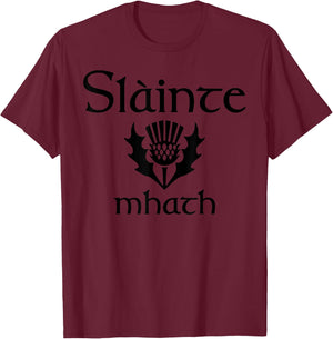 Scottish thistle flag Slainte Mhath Scotland Andrews day T-Shirt - T-Shirt | Maroon