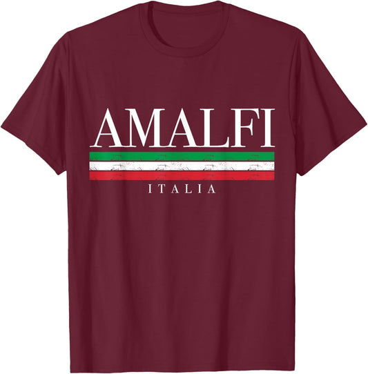 Amalfi Coast Italy Italia Vintage Italian Flag Souvenir T-Shirt - T-Shirt | Maroon