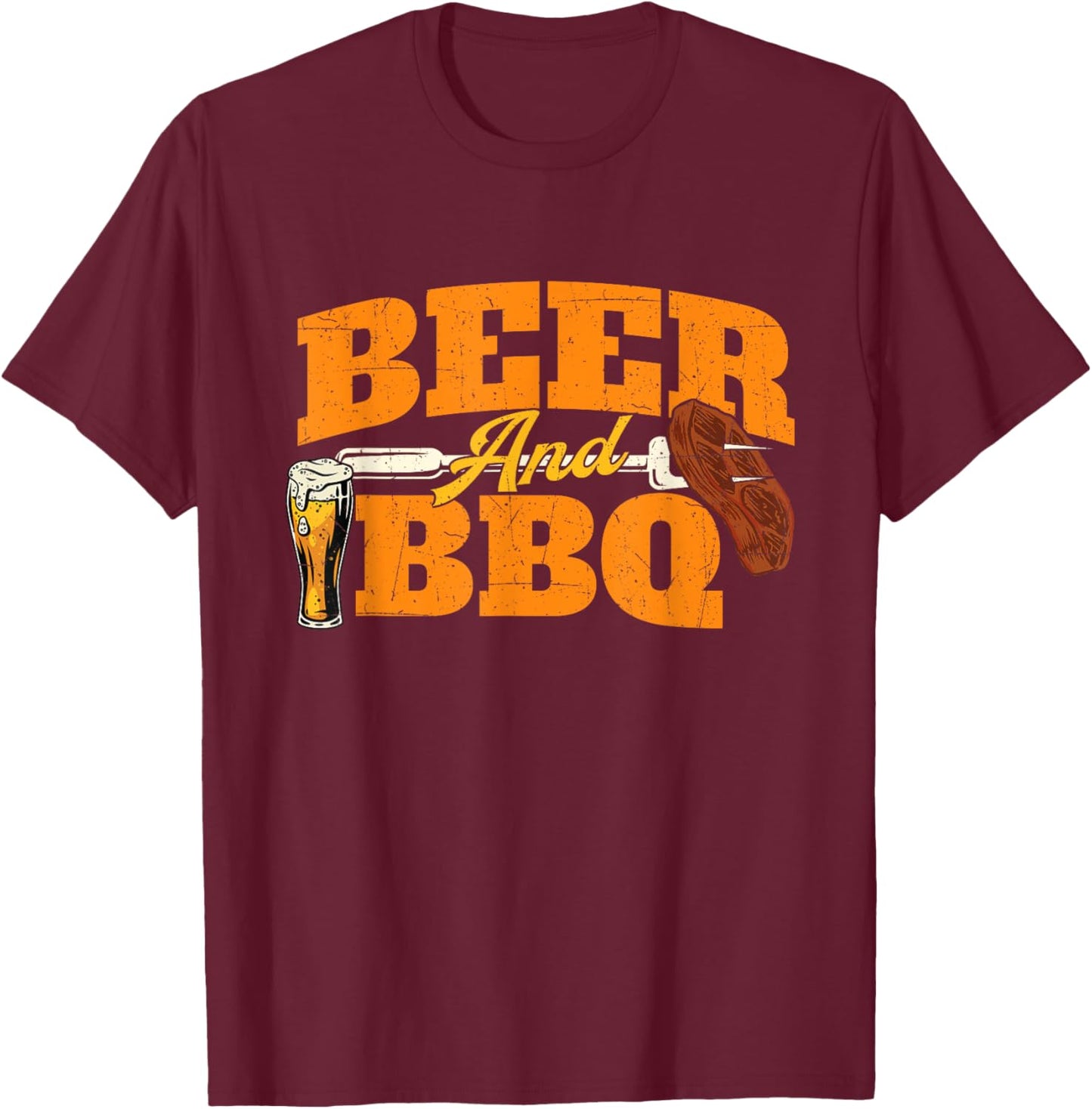 Beer and BBQ - Grilling Grill Pitmaster Barbecue Lover T-Shirt - T-Shirt | Maroon