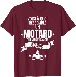 Gift for a biker humour man original 59 years , Black, S T-Shirt - T-Shirt | Maroon