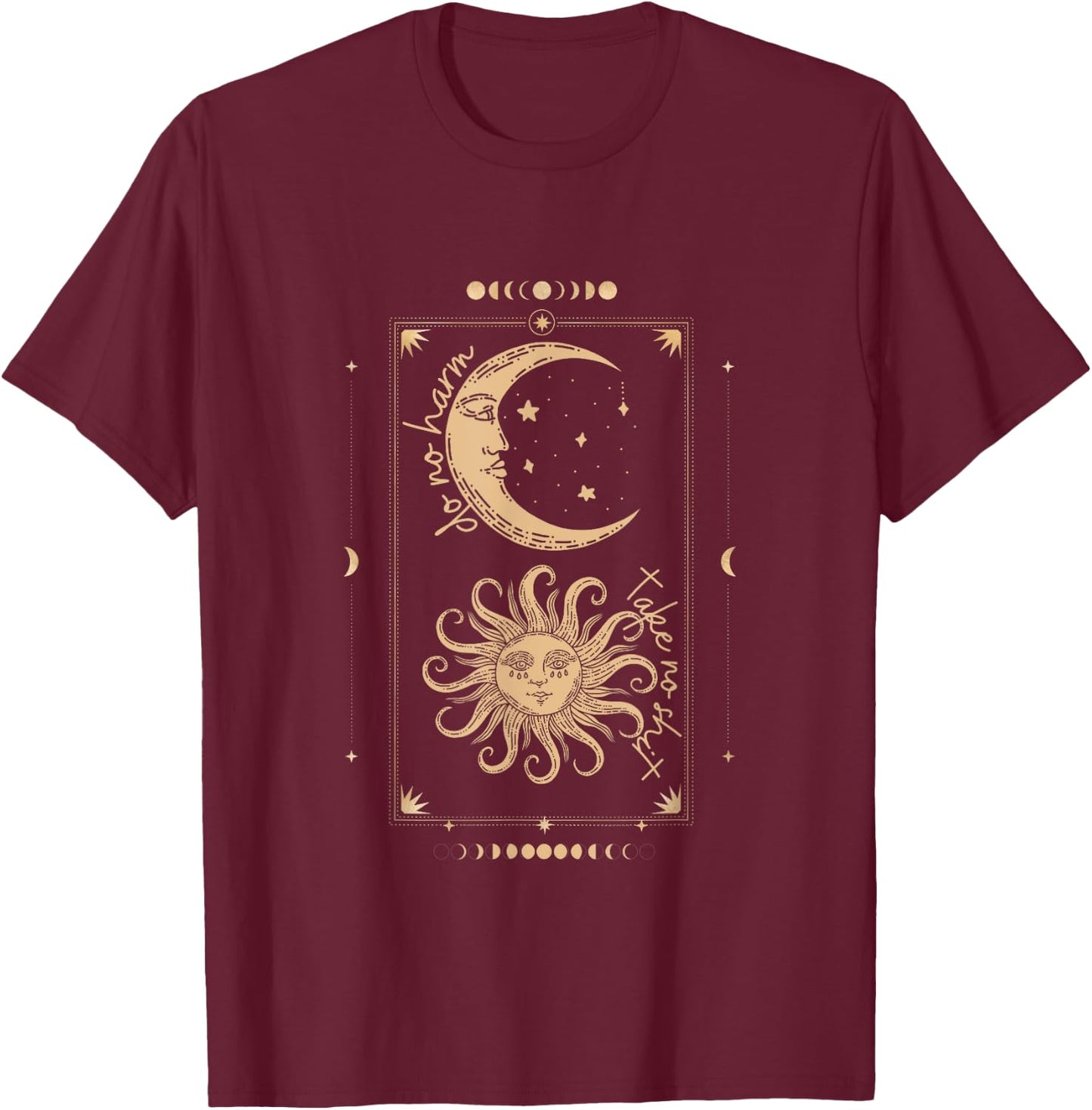 Do No Harm Take No Shit Mystical Moon Phase Tarot Witchy T-Shirt - T-Shirt | Maroon