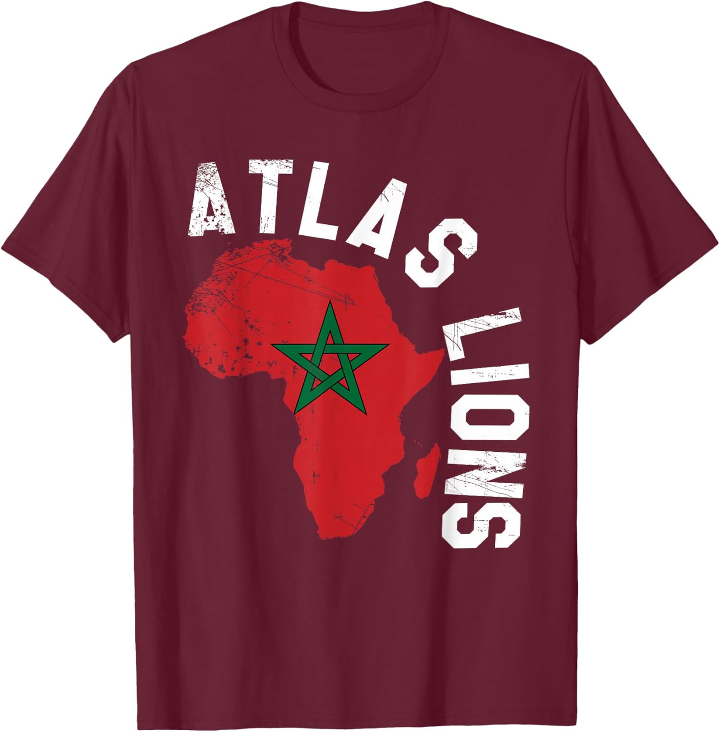 Morocco Flag Soccer T-Shirt - T-Shirt | Maroon