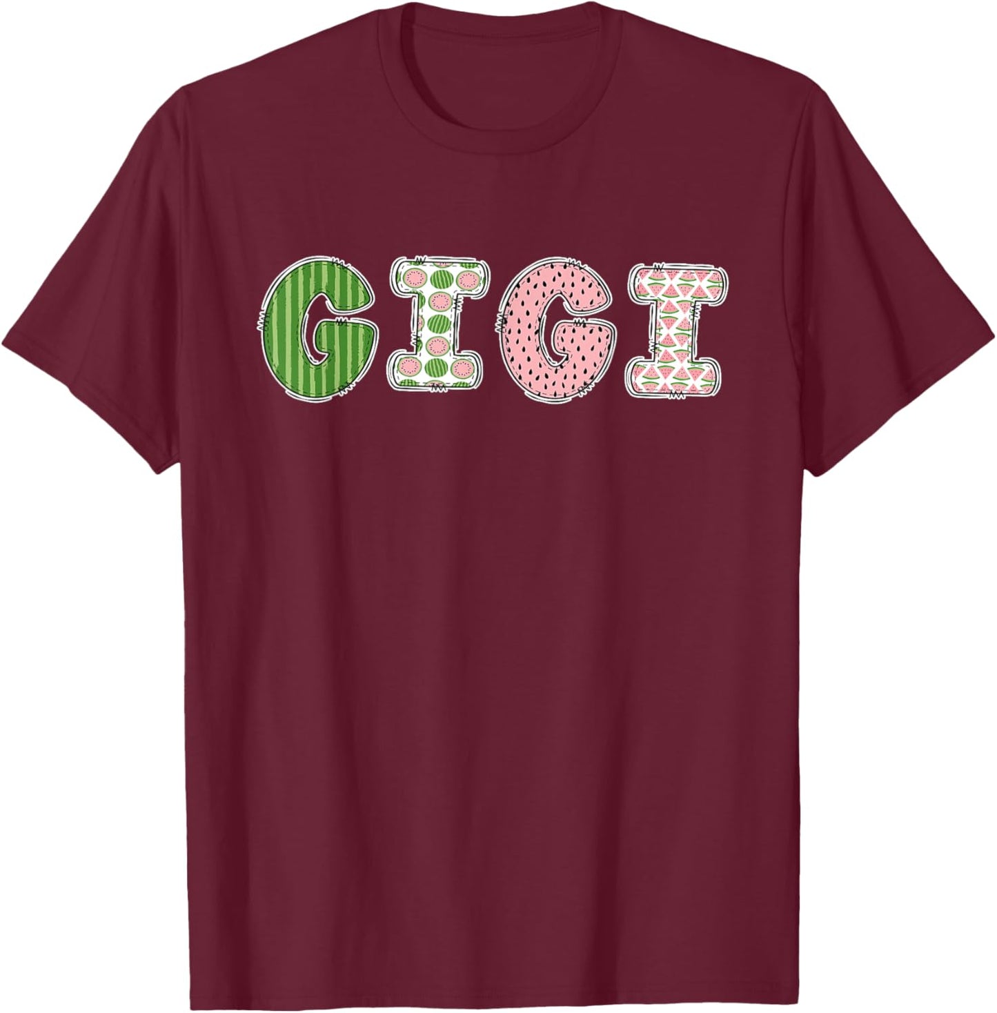 Retro Watermelon Gigi Birthday Party T-Shirt - T-Shirt | Maroon