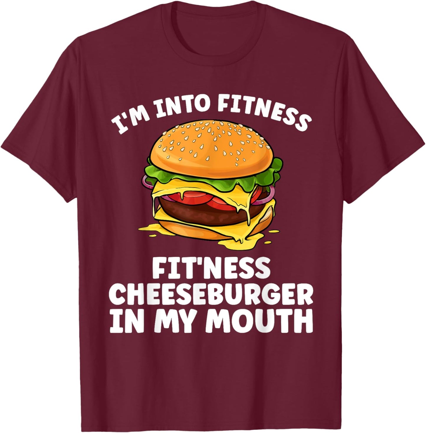 Funny Cheeseburger Women Kids Burger Hamburger Lover T-Shirt - T-Shirt | Maroon