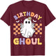 Birthday Ghoul Ghost Groovy Funny Halloween Birthday Party T-Shirt - T-Shirt | Maroon