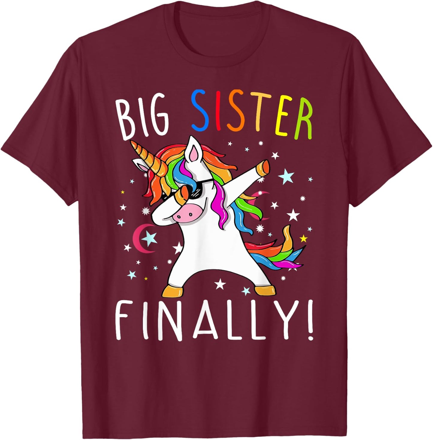 Big Sister Finally Unicorn Shirt - Unicorn shirt for Girl T-Shirt - T-Shirt | Maroon